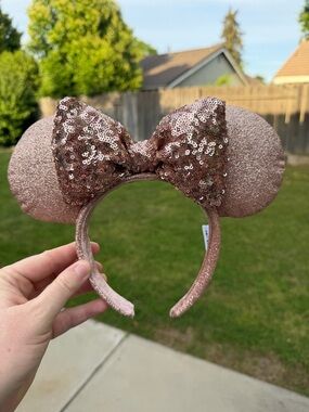 Disney Rose Gold Sequin Minnie Ears Headband